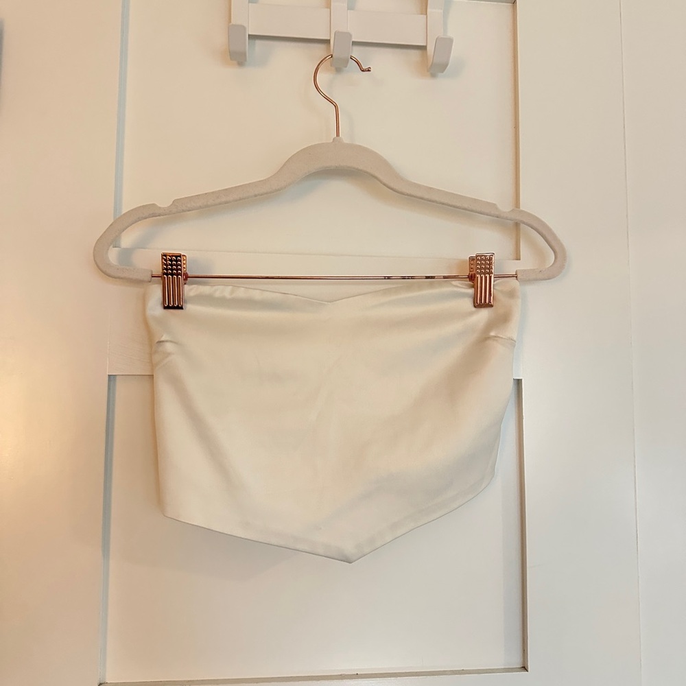 Cream Strapless and Backless Top